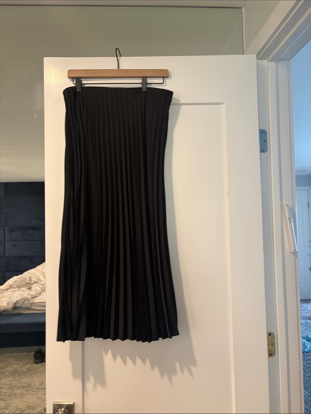 J. Crew Black Pleated Midi Skirt